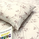 Printed Floral Cotton 300 TC Bedsheet with Pillow Covers - Cream