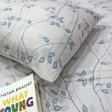Printed Floral Cotton 300 TC Bedsheet with Pillow Covers - Grey