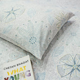 Printed Floral Cotton 300 TC Bedsheet with Pillow Covers - Aqua