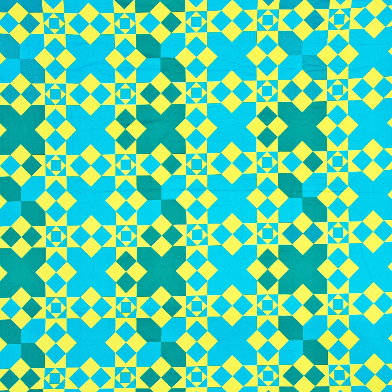 Soft Cotton Geometrical Print 250 TC Cotton Fitted Bedsheet In Yellow At Best Prices