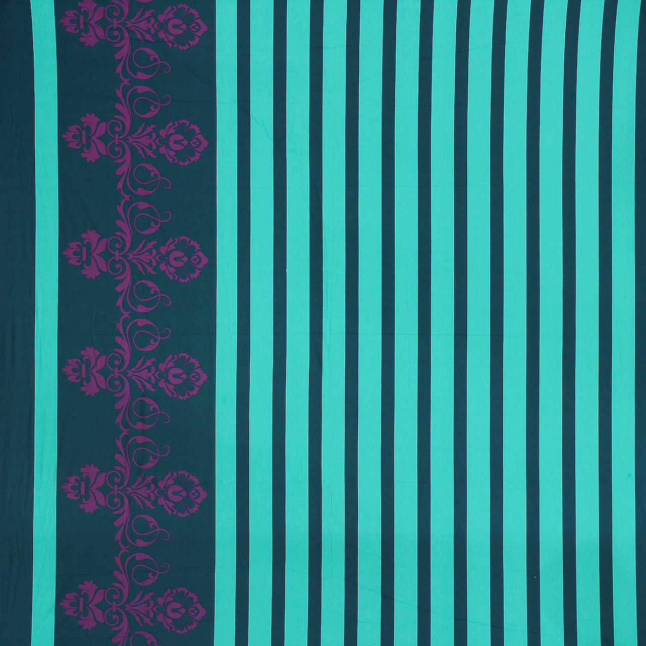 Printed Stripe Cotton 250 TC Fitted Bedsheet Design 