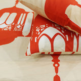 Printed Traditional Cotton 250 TC Fitted Bedsheet with Pillow Covers - Orange