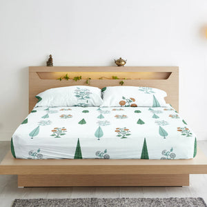 Soft Cotton Floral print 250 TC fitted bedsheet in Orange At Best Prices