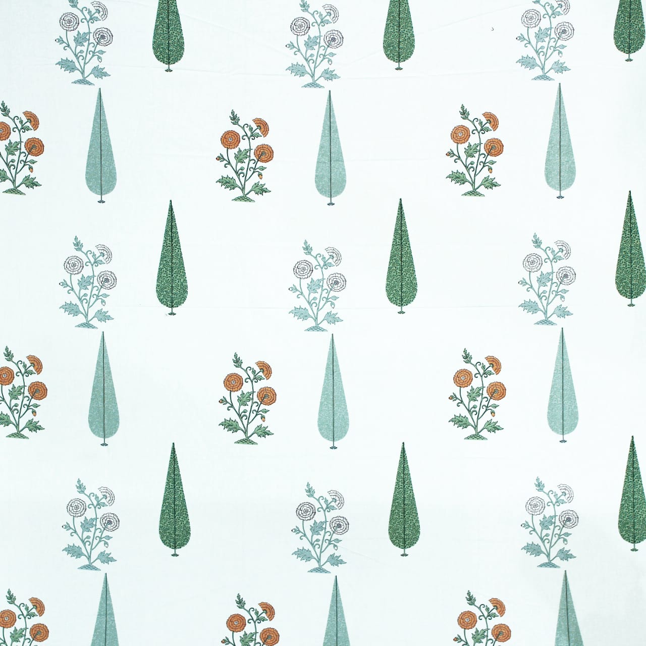 Soft Cotton Floral print 250 TC fitted bedsheet in Orange At Best Prices