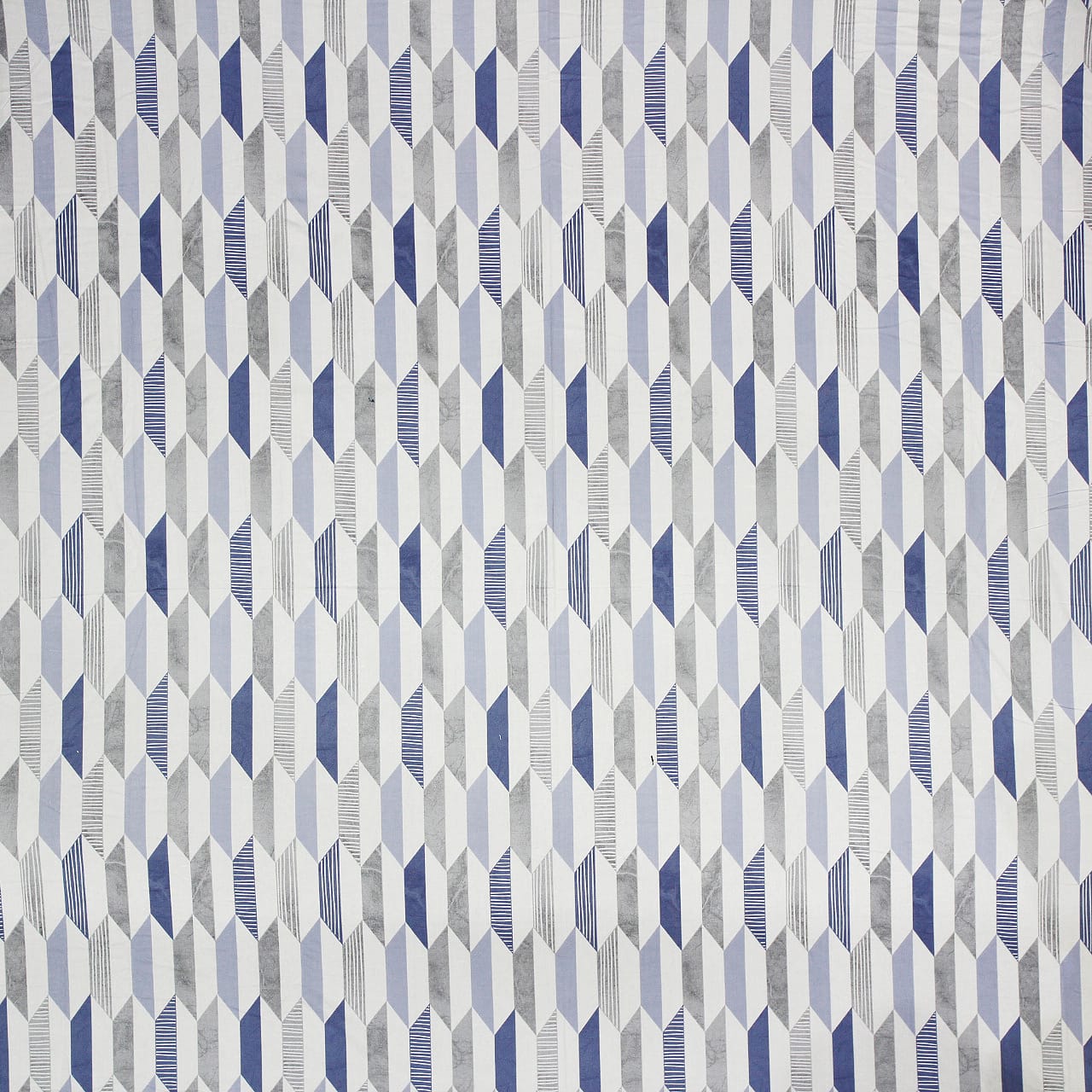 Soft Cotton Geometrical Print 250 TC Fitted Bedsheet In Blue Online In India