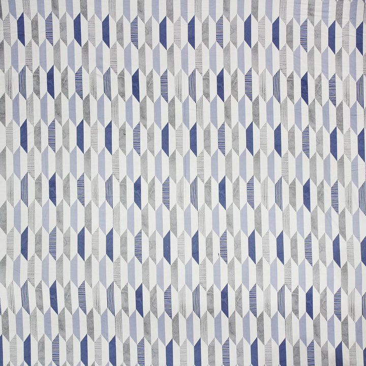 Soft Cotton Geometrical Print 250 TC Fitted Bedsheet In Blue Online In India