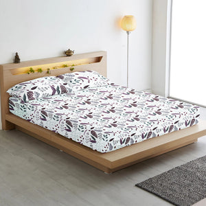 Soft Cotton Floral Print 250 TC Fitted Bedsheet In Burgundy Online In India