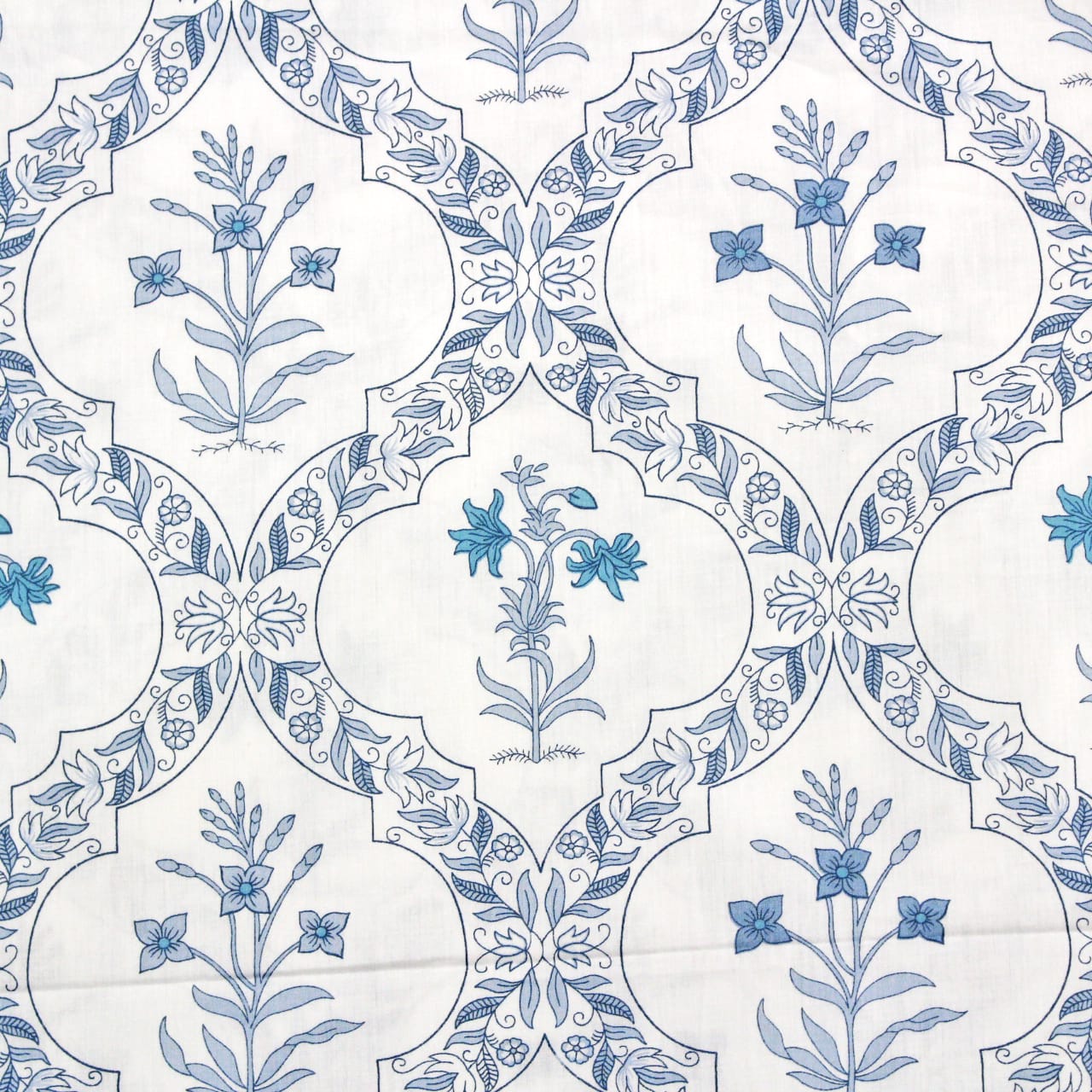 Soft 250 TC Printed Floral Cotton Fitted Bedsheet in Blue online at best prices