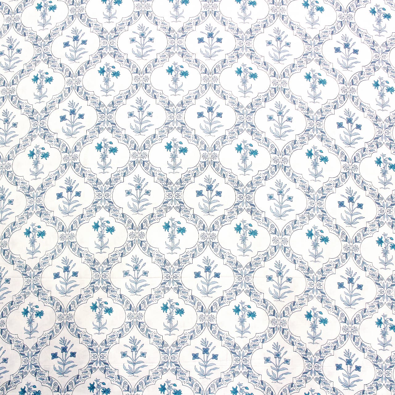 Soft 250 TC Printed Floral Cotton Fitted Bedsheet in Blue online at best prices