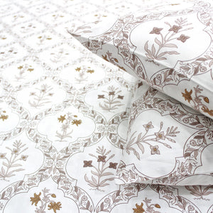 Soft 250 TC Printed Floral Cotton Fitted Bedsheet in Mustard online at best prices