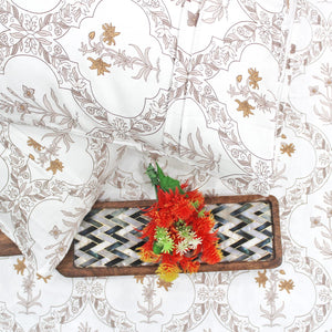 Soft 250 TC Printed Floral Cotton Fitted Bedsheet in Mustard online at best prices