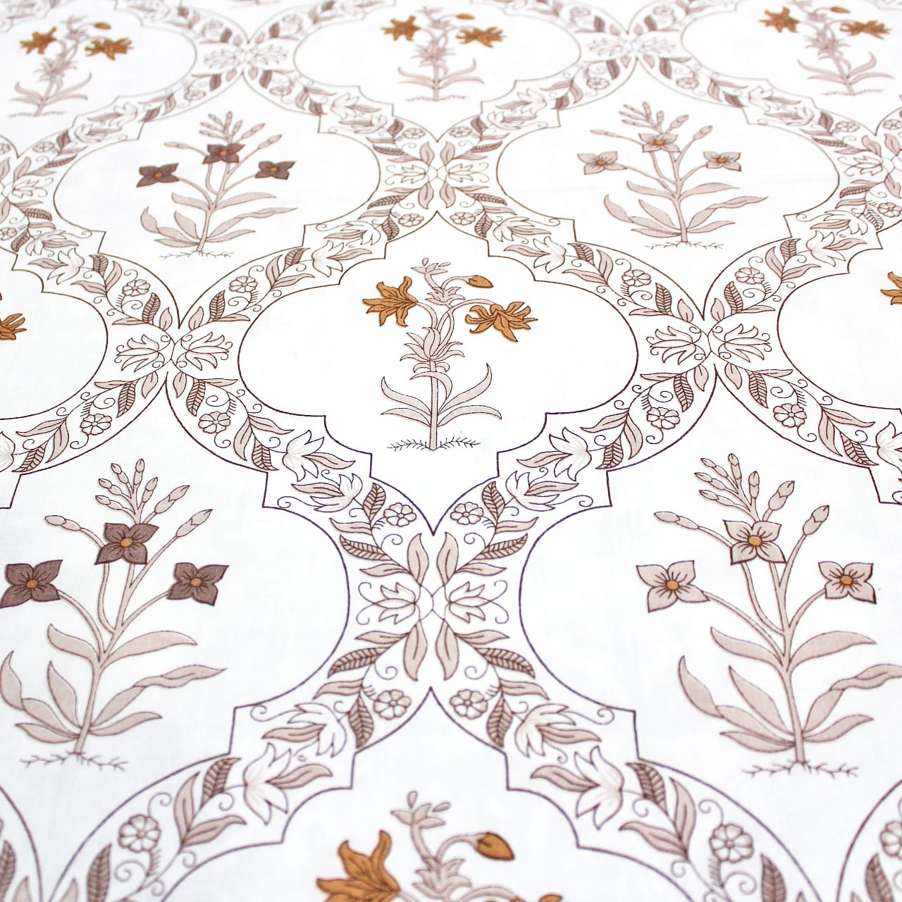 Soft 250 TC Printed Floral Cotton Fitted Bedsheet in Mustard online at best prices