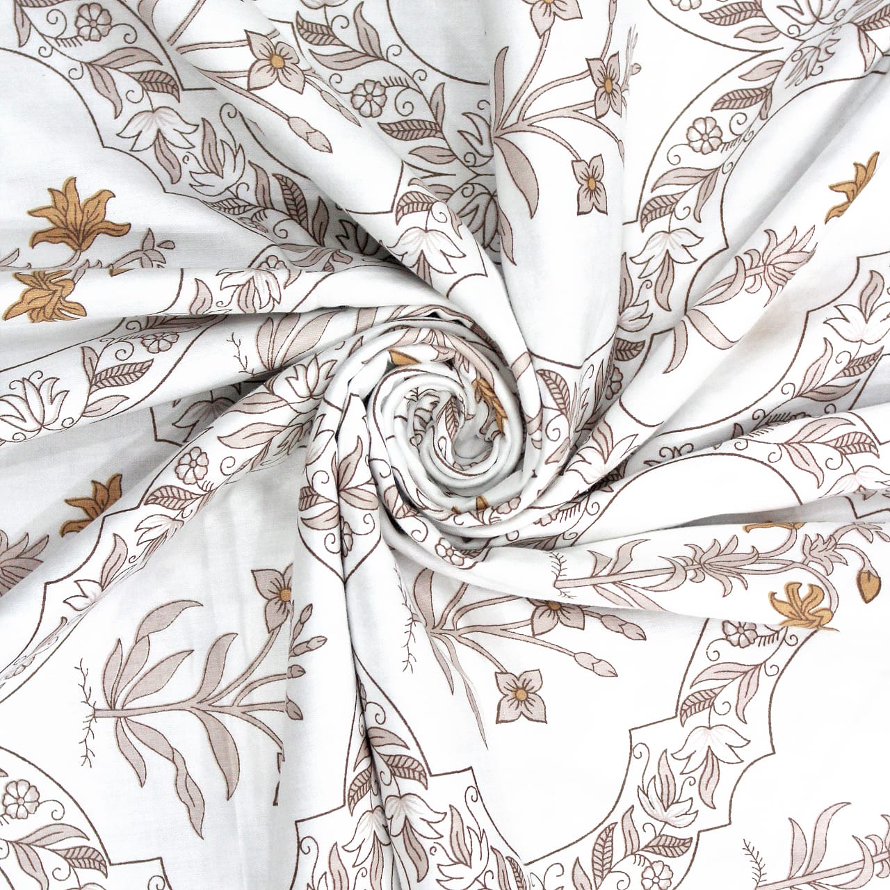 Soft 250 TC Printed Floral Cotton Fitted Bedsheet in Mustard online at best prices
