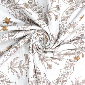Soft 250 TC Printed Floral Cotton Fitted Bedsheet in Mustard online at best prices