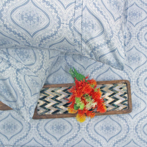 Soft 250 TC Printed Floral Cotton Fitted Bedsheet in Blue online at best prices
