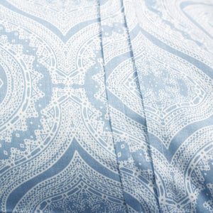 Soft 250 TC Printed Floral Cotton Fitted Bedsheet in Blue online at best prices