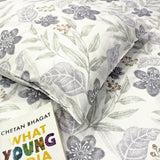 Printed Floral Cotton 300 TC Bedsheet with Pillow Covers - Grey