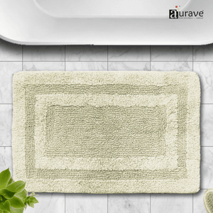 AURAVE Luxury Reversible Cotton Bathmat, Khaki