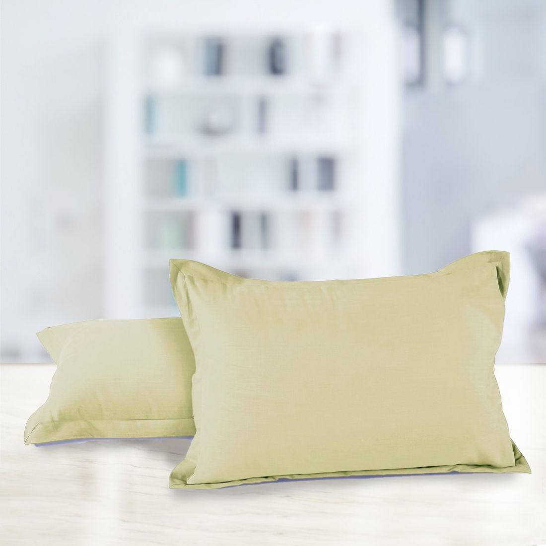 Plain Cotton 210 TC 2 Pcs Pillow Cover set - Khaki