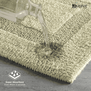 AURAVE Luxury Reversible Cotton Bathmat, Khaki