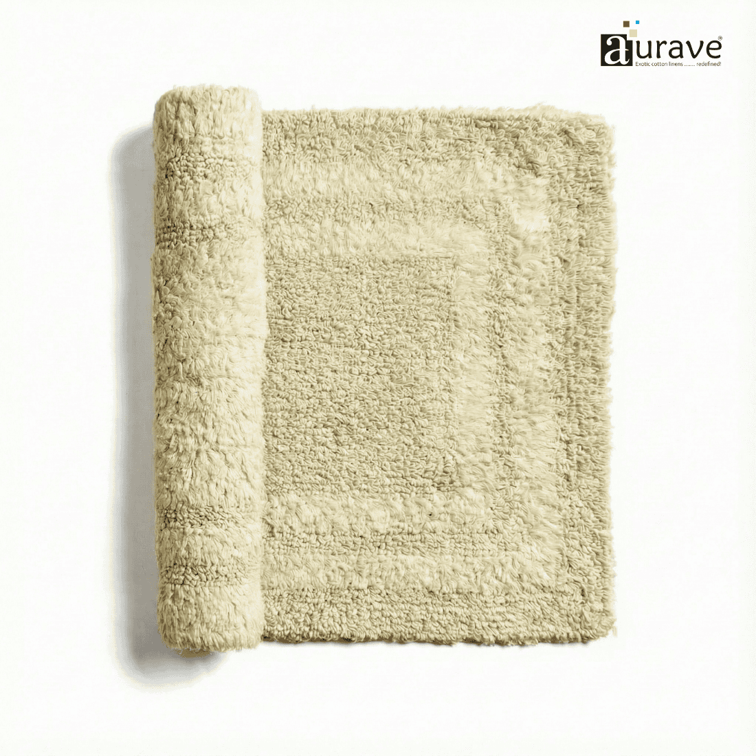AURAVE Luxury Reversible Cotton Bathmat, Khaki