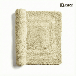 AURAVE Luxury Reversible Cotton Bathmat, Khaki