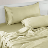 Plain 400 TC Cotton Satin Flat Bedsheet with Pillow Covers - Khaki