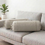 Plain Cotton 2 Pcs Bolster Cover Set - Khaki