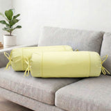 Plain Cotton 2 Pcs Bolster Cover Set - Light Yellow