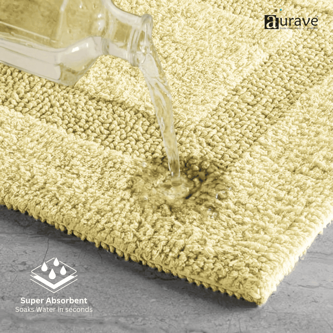 Close-up of AURAVE Luxury Reversible Cotton Bathmat, Light Gold