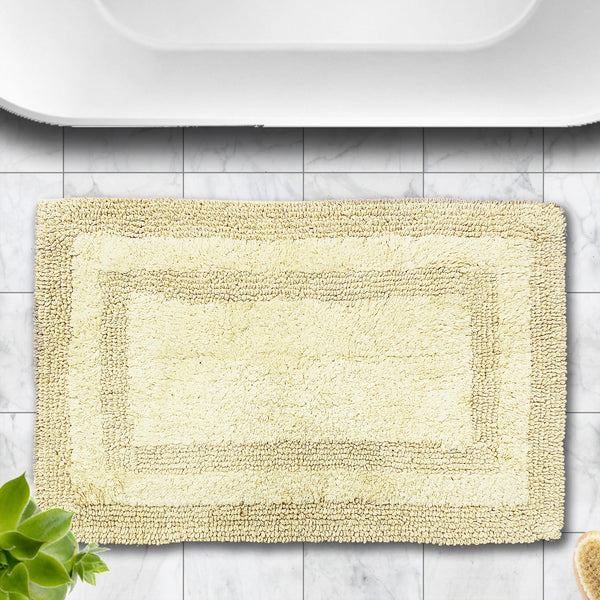 AURAVE Luxury Reversible Cotton Bathmat, Light Gold