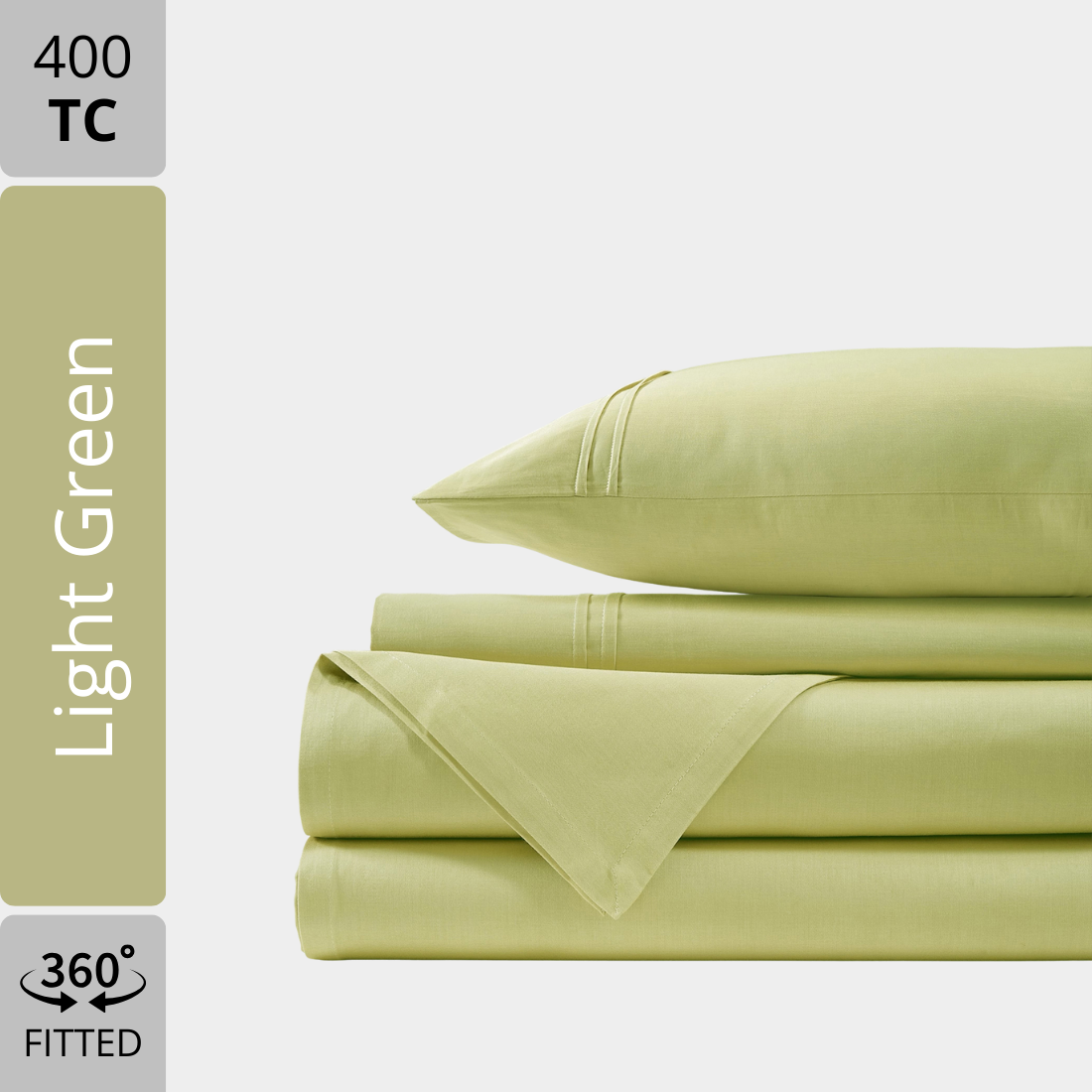 Plain Cotton Satin 400 TC Bedsheet with Pillow Covers - Light Green