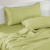 Plain 400 TC Cotton Satin Flat Bedsheet with Pillow Covers - Light Green
