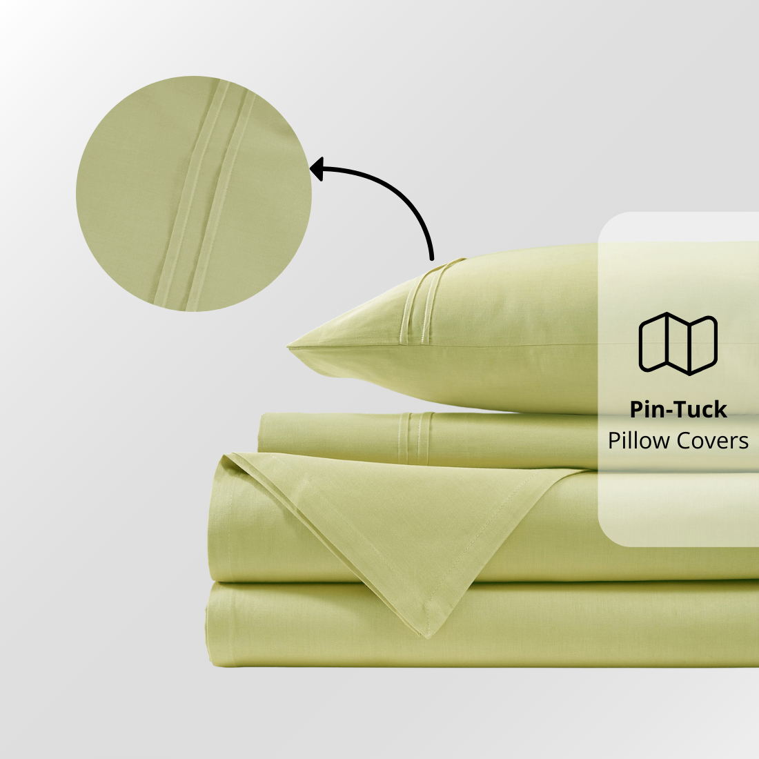 Plain Cotton Satin 400 TC Bedsheet with Pillow Covers - Light Green