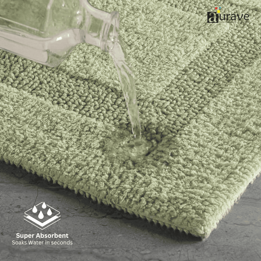AURAVE Luxury Reversible Cotton Bathmat, Light Grey