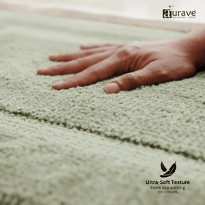 AURAVE Luxury Reversible Cotton Bathmat, Light Grey