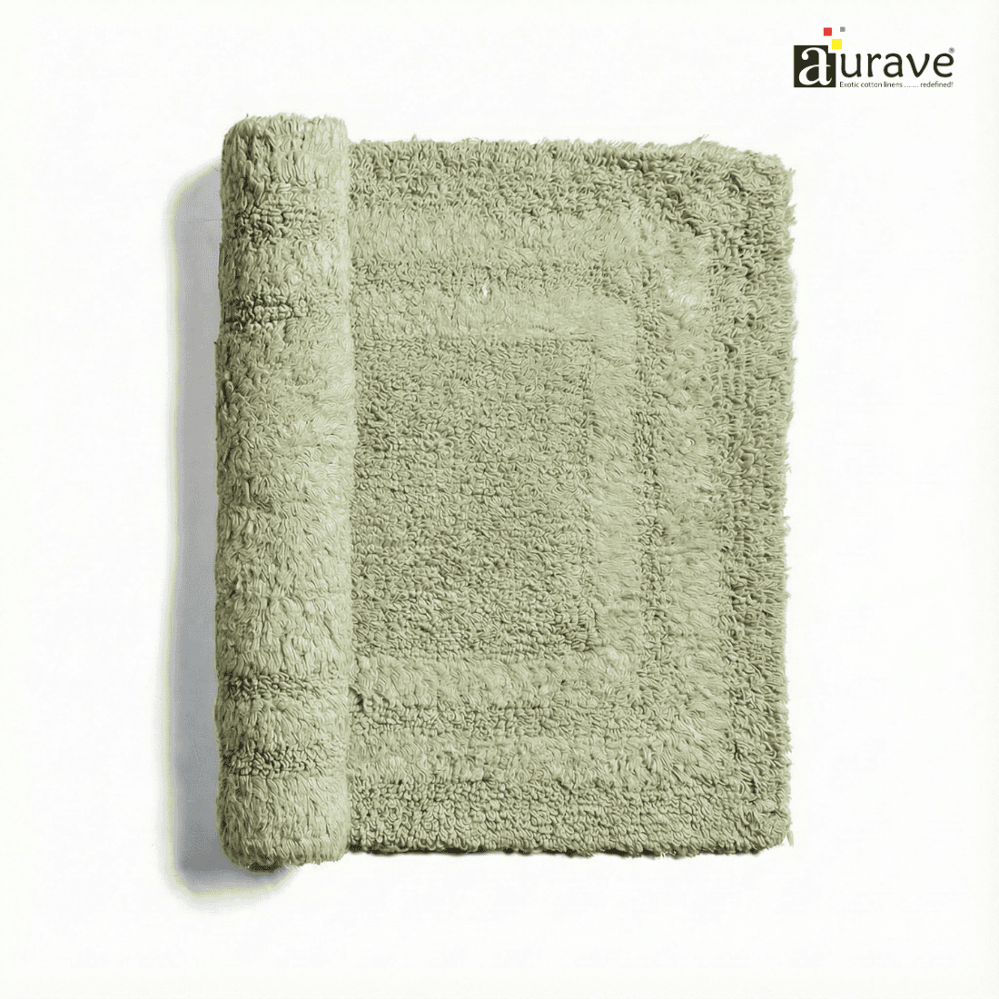 AURAVE Luxury Reversible Cotton Bathmat, Light Grey