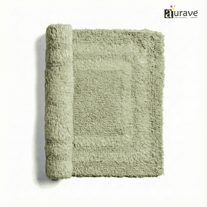AURAVE Luxury Reversible Cotton Bathmat, Light Grey