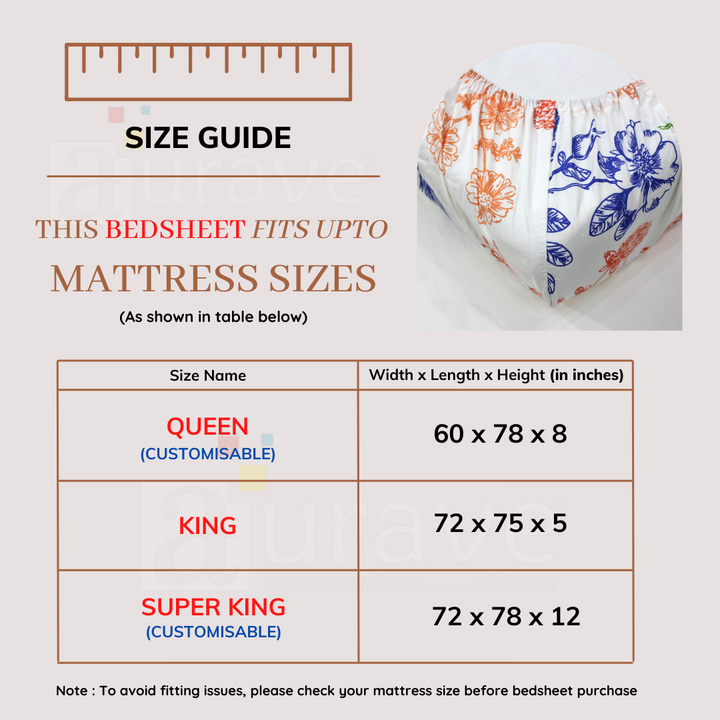 Soft Cotton Geometrical Print 250 TC Fitted Bedsheet In Blue Online In India