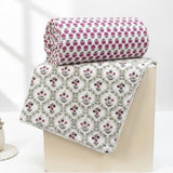 IRIS Designer Border Cotton Reversible Dohar, Magenta