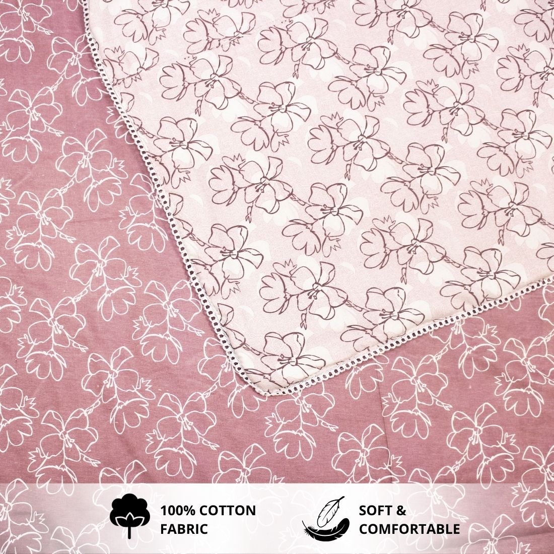 IRIS Designer Border Cotton Reversible Dohar, Magenta