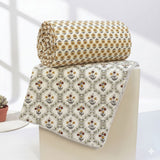 IRIS Designer Border Cotton Reversible Dohar, Mustard