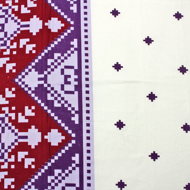 Comfortable Marvel Geometrical Print 250TC Cotton Satin Dohar In Purple At Best Prices
