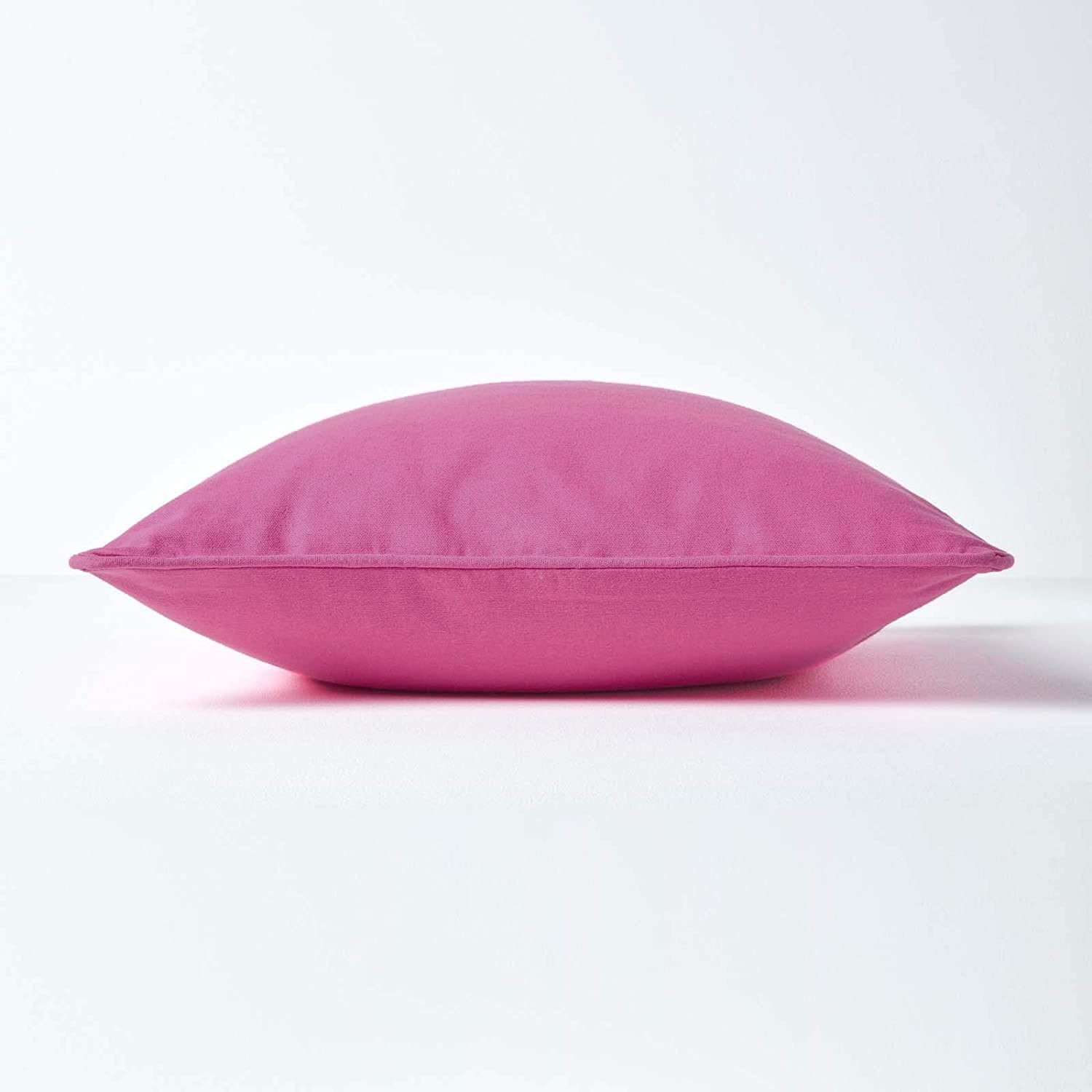 Plain Cotton 1 Pc Decorative Cushion Cover - Magenta