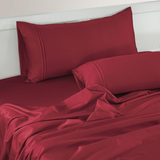 Plain 400 TC Cotton Satin Flat Bedsheet with Pillow Covers - Maroon