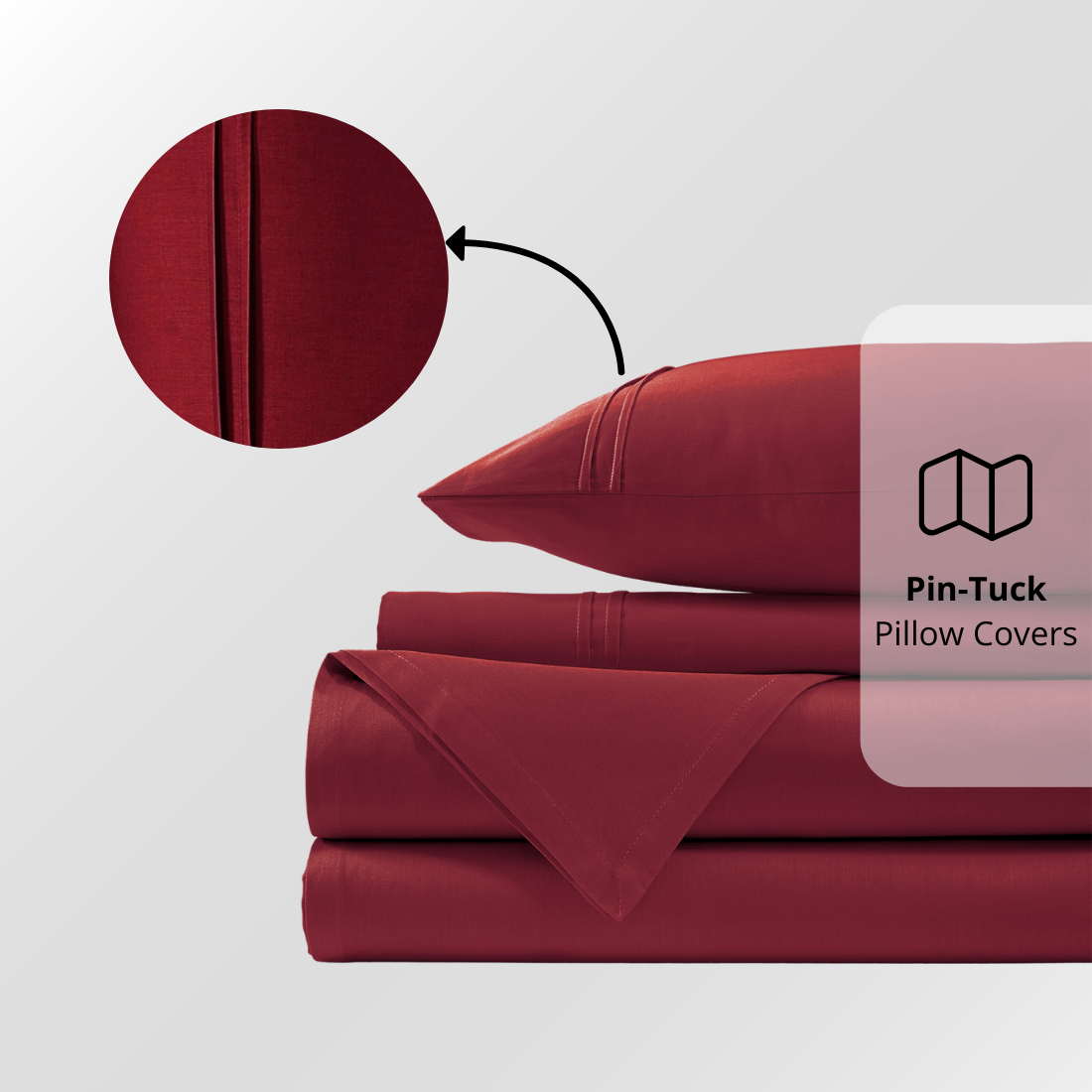 Plain Cotton Satin 400 TC Bedsheet with Pillow Covers - Maroon