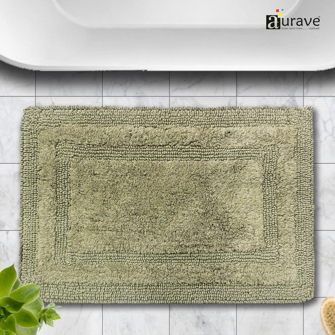 AURAVE Luxury Reversible Cotton Bathmat, Mouse