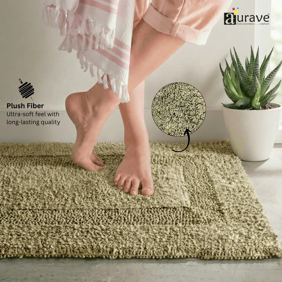 AURAVE Luxury Reversible Cotton Bathmat, Mouse