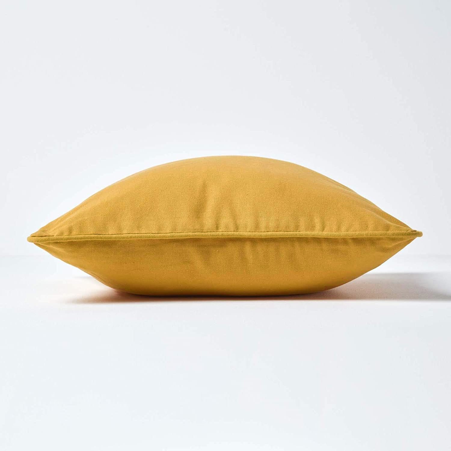 Plain Cotton Decorative Cushion Cover in Mustard