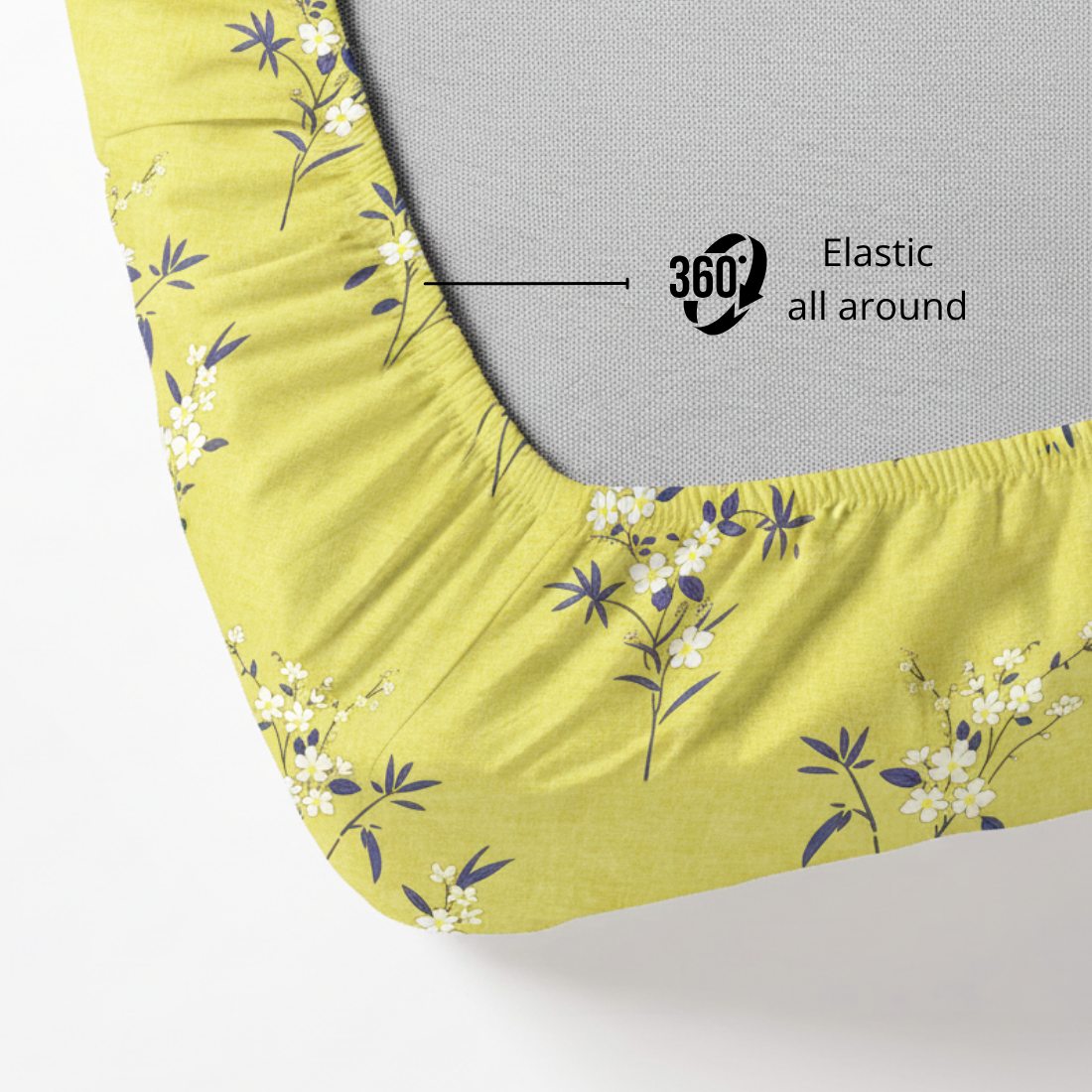 Elastic All Around  Floral 210 TC olive fitted bedsheet 